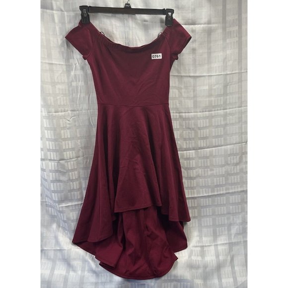 Windsor Womens Dress High Low Stretch Off Shoulder Color Red Burgundy Size S - Picture 13 of 16